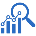 Chart and magnifier symbol for analytics