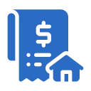 Blue financial document symbol