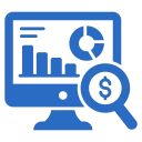 Computer displaying charts and dollar sign